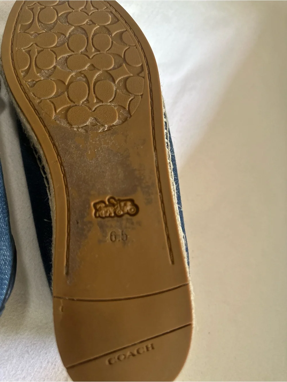 Coach Navy Denim Espadrille Sneakers with Cream Laces